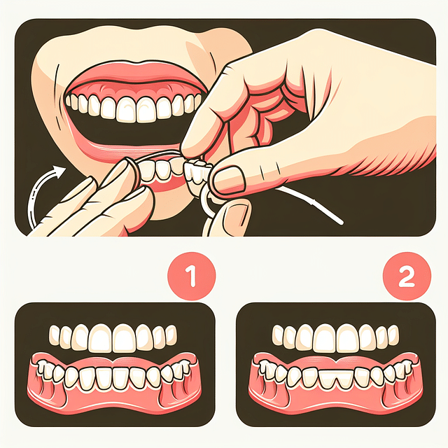 dentures being pressed onto gums