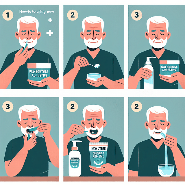 person practicing speaking and drinking water with new denture adhesive