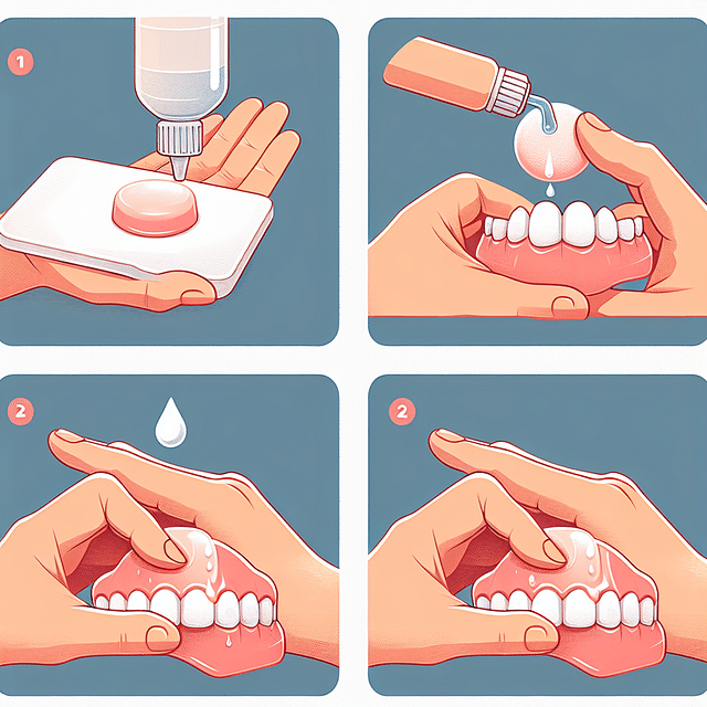moistening and applying a denture wafer