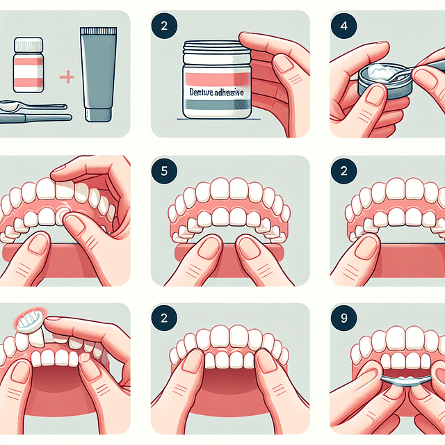 applying denture adhesive to dentures