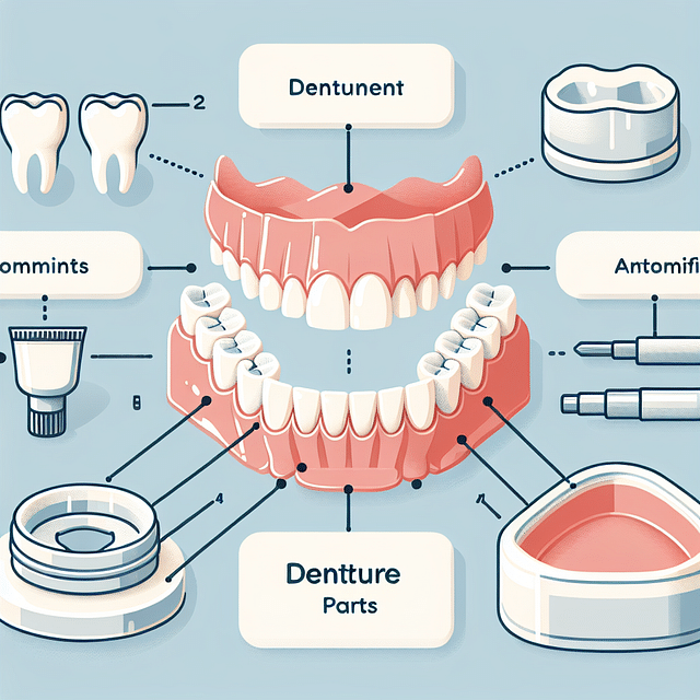 denture parts labeled diagram