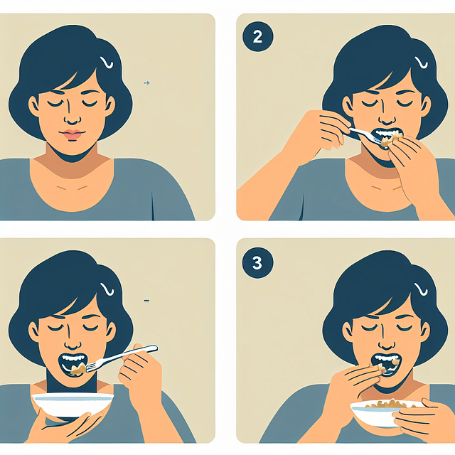 denture wearer chewing food evenly