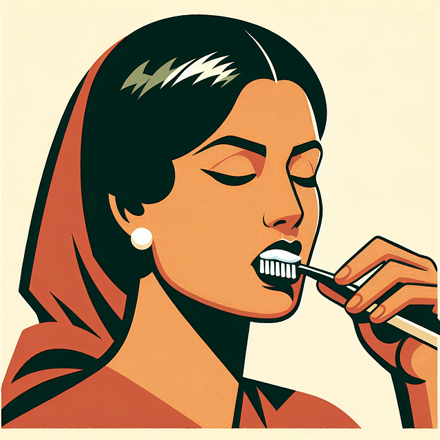 person cleaning their mouth with a soft-bristled toothbrush