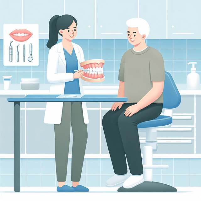 Follow-up appointment with a dentist for denture liner check