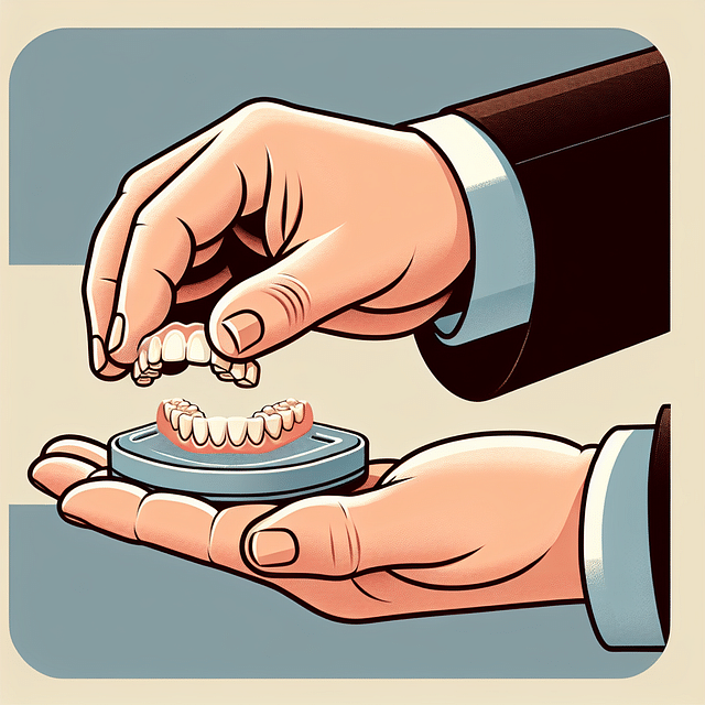 carefully handling dentures to avoid damage