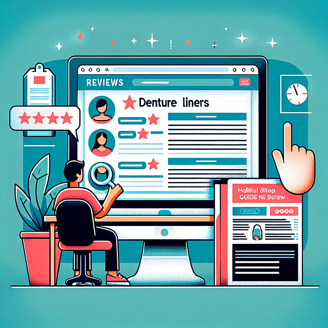 Reading denture liner reviews on a computer