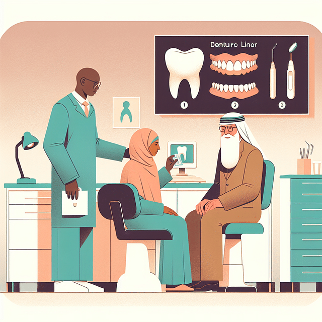 Patient trying on a denture liner sample