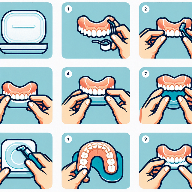 Denture liner on a set of dentures