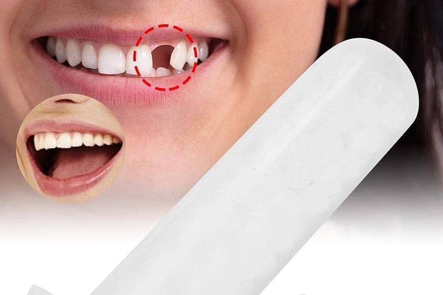 denture adhesive in use